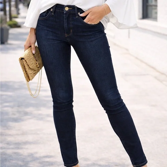 Principle Dark Wash Skinny Jeans Women 29 High Rise Stretch Denim Slim Fit - Picture 2 of 10